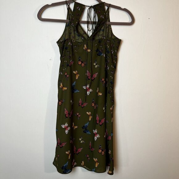 Abercrombie & Fitch Green Butterfly V-neck Strappy Mini Slip Dress Sz S - Picture 7 of 13